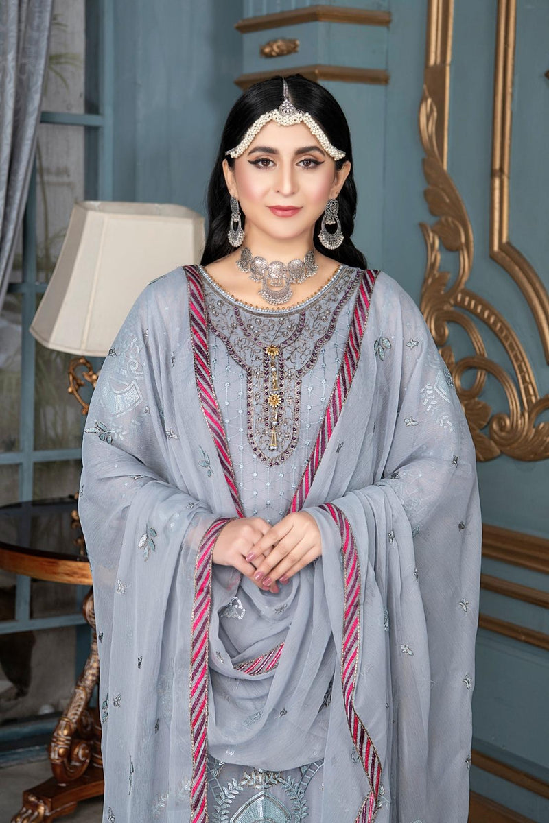Nawab Begum Semi Pret Heavily embellished Chiffon collection by INSIYA