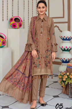  Designer shawl 3 pcs Dhanak unstitched suit